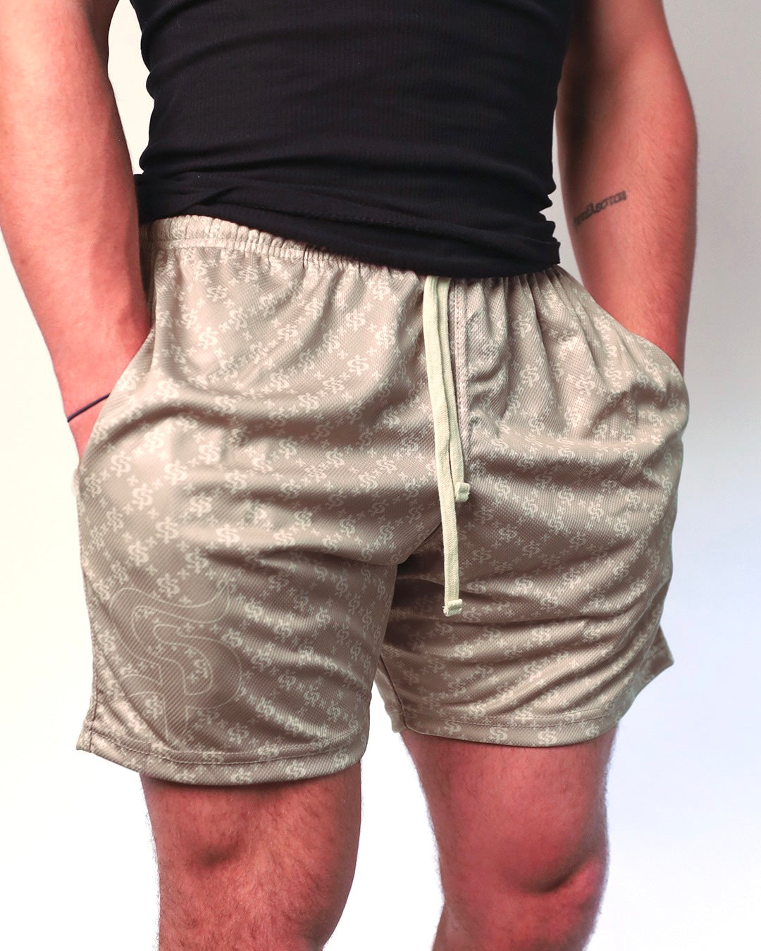 Tan Monogram Shorts